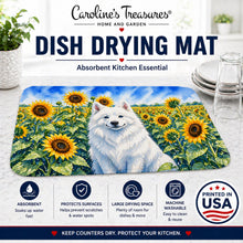 Load image into Gallery viewer, American Eskimo in Sunflowers Dish Drying Mat Absorbent Dish Drying Mat Pad for Kitchen Counter Dish Drainer Mat for Countertop, 14 x 21", Multicolor