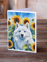 Load image into Gallery viewer, American Eskimo in Sunflowers Greeting Cards - Blank Note Cards – 8-Pack of Artist-Designed Cards with Envelopes