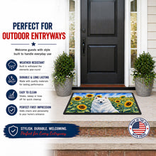 Load image into Gallery viewer, American Eskimo in Sunflowers Doormat Front Door Mat Indoor Outdoor Rugs for Entryway, Non Slip Washable Low Pile, 18H X 27W