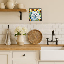 Load image into Gallery viewer, American Eskimo in Sunflowers Framed Metal Print
