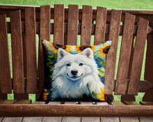 Load image into Gallery viewer, American Eskimo in Sunflowers Throw Pillow - 14x14 Decorative Pillow – Art for Your Home &amp; Patio