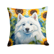 Load image into Gallery viewer, American Eskimo in Sunflowers Throw Pillow - 14x14 Decorative Pillow – Art for Your Home &amp; Patio