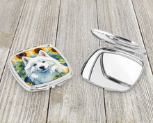 Load image into Gallery viewer, American Eskimo in Sunflowers Compact Mirror – Stylish Purse Mirror with Artistic Covers