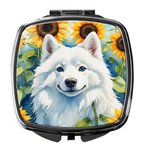 Load image into Gallery viewer, American Eskimo in Sunflowers Compact Mirror – Stylish Purse Mirror with Artistic Covers