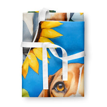Load image into Gallery viewer, American Foxhound in Sunflowers Apron – Artist-Designed Kitchen, BBQ &amp; Craft Apron