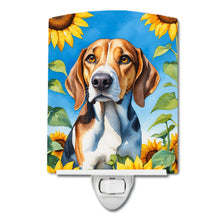 Load image into Gallery viewer, American Foxhound in Sunflowers Ceramic Night Light
