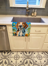 Load image into Gallery viewer, American Foxhound in Sunflowers Kitchen Towel