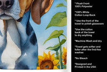 Load image into Gallery viewer, American Foxhound in Sunflowers Kitchen Towel