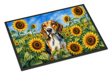 Load image into Gallery viewer, American Foxhound in Sunflowers Doormat Front Door Mat Indoor Outdoor Rugs for Entryway, Non Slip Washable Low Pile, 18H X 27W