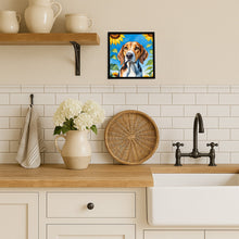 Load image into Gallery viewer, American Foxhound in Sunflowers Framed Metal Print
