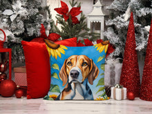 Load image into Gallery viewer, American Foxhound in Sunflowers Throw Pillow - 14x14 Decorative Pillow – Art for Your Home &amp; Patio