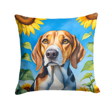 Load image into Gallery viewer, American Foxhound in Sunflowers Throw Pillow - 14x14 Decorative Pillow – Art for Your Home &amp; Patio