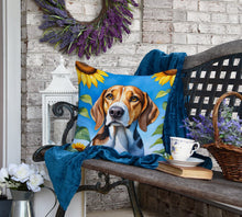 Load image into Gallery viewer, American Foxhound in Sunflowers Throw Pillow