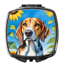 Load image into Gallery viewer, American Foxhound in Sunflowers Compact Mirror – Stylish Purse Mirror with Artistic Covers