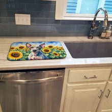 Load image into Gallery viewer, American Hairless Terrier in Sunflowers Dish Drying Mat Absorbent Dish Drying Mat Pad for Kitchen Counter Dish Drainer Mat for Countertop, 14 x 21", Multicolor
