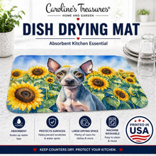 Load image into Gallery viewer, American Hairless Terrier in Sunflowers Dish Drying Mat Absorbent Dish Drying Mat Pad for Kitchen Counter Dish Drainer Mat for Countertop, 14 x 21", Multicolor