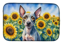 Load image into Gallery viewer, American Hairless Terrier in Sunflowers Dish Drying Mat Absorbent Dish Drying Mat Pad for Kitchen Counter Dish Drainer Mat for Countertop, 14 x 21", Multicolor