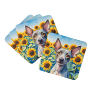 Load image into Gallery viewer, American Hairless Terrier in Sunflowers Coasters - Set of 4 Lightweight Foam, Absorbent Drink Coasters