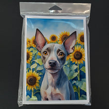 Load image into Gallery viewer, American Hairless Terrier in Sunflowers Greeting Cards - Blank Note Cards – 8-Pack of Artist-Designed Cards with Envelopes