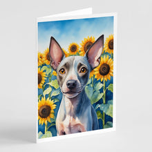 Load image into Gallery viewer, American Hairless Terrier in Sunflowers Greeting Cards - Blank Note Cards – 8-Pack of Artist-Designed Cards with Envelopes