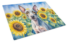 Load image into Gallery viewer, American Hairless Terrier in Sunflowers Cutting Board Tempered Glass Kitchen Cutting Surface, Heat Resistant Chopping Board with Non-Slip Feet, Decorative Food Prep &amp; Serving