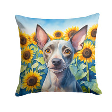 Load image into Gallery viewer, American Hairless Terrier in Sunflowers Throw Pillow - 14x14 Decorative Pillow – Art for Your Home &amp; Patio