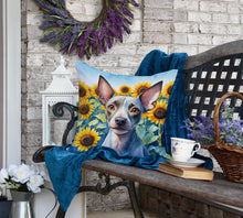 Load image into Gallery viewer, American Hairless Terrier in Sunflowers Throw Pillow