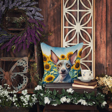 Load image into Gallery viewer, American Hairless Terrier in Sunflowers Throw Pillow