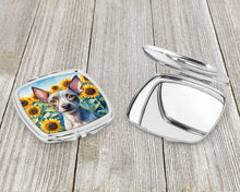 Load image into Gallery viewer, American Hairless Terrier in Sunflowers Compact Mirror – Stylish Purse Mirror with Artistic Covers