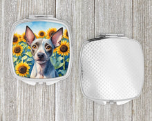 Load image into Gallery viewer, American Hairless Terrier in Sunflowers Compact Mirror – Stylish Purse Mirror with Artistic Covers