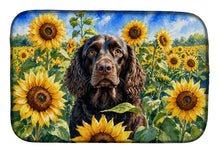 Load image into Gallery viewer, American Water Spaniel in Sunflowers Dish Drying Mat Absorbent Dish Drying Mat Pad for Kitchen Counter Dish Drainer Mat for Countertop, 14 x 21", Multicolor