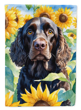 Load image into Gallery viewer, American Water Spaniel in Sunflowers Garden Flag – Bright Dog-Themed Yard Decor