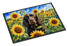 Load image into Gallery viewer, American Water Spaniel in Sunflowers Doormat Front Door Mat Indoor Outdoor Rugs for Entryway, Non Slip Washable Low Pile, 18H X 27W