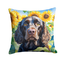 Load image into Gallery viewer, American Water Spaniel in Sunflowers Throw Pillow