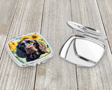 Load image into Gallery viewer, American Water Spaniel in Sunflowers Compact Mirror – Stylish Purse Mirror with Artistic Covers