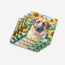 Load image into Gallery viewer, Anatolian Shepherd in Sunflowers Coasters - Set of 4 Lightweight Foam, Absorbent Drink Coasters