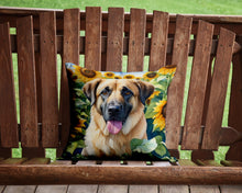 Load image into Gallery viewer, Anatolian Shepherd in Sunflowers Throw Pillow - 14x14 Decorative Pillow – Art for Your Home &amp; Patio