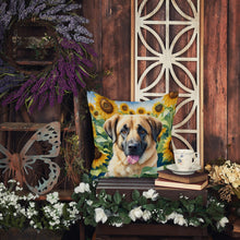 Load image into Gallery viewer, Anatolian Shepherd in Sunflowers Throw Pillow - 14x14 Decorative Pillow – Art for Your Home &amp; Patio