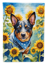 Load image into Gallery viewer, Australian Cattle Dog in Sunflowers House Flag