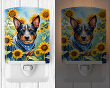 Load image into Gallery viewer, Australian Cattle Dog in Sunflowers Ceramic Night Light