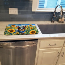Load image into Gallery viewer, Australian Cattle Dog in Sunflowers Dish Drying Mat Absorbent Dish Drying Mat Pad for Kitchen Counter Dish Drainer Mat for Countertop, 14 x 21", Multicolor
