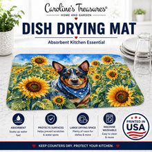 Load image into Gallery viewer, Australian Cattle Dog in Sunflowers Dish Drying Mat Absorbent Dish Drying Mat Pad for Kitchen Counter Dish Drainer Mat for Countertop, 14 x 21", Multicolor