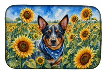 Load image into Gallery viewer, Australian Cattle Dog in Sunflowers Dish Drying Mat Absorbent Dish Drying Mat Pad for Kitchen Counter Dish Drainer Mat for Countertop, 14 x 21", Multicolor