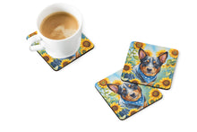 Load image into Gallery viewer, Australian Cattle Dog in Sunflowers Coasters - Set of 4 Lightweight Foam, Absorbent Drink Coasters