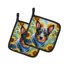 Load image into Gallery viewer, Australian Cattle Dog in Sunflowers Pot Holders - Set of 2 Decorative Kitchen Helpers | Made in the USA