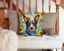 Load image into Gallery viewer, Australian Cattle Dog in Sunflowers Throw Pillow - 14x14 Decorative Pillow – Art for Your Home &amp; Patio