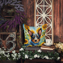 Load image into Gallery viewer, Australian Cattle Dog in Sunflowers Throw Pillow - 14x14 Decorative Pillow – Art for Your Home &amp; Patio