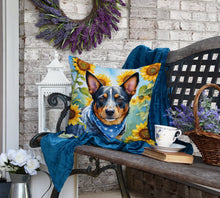 Load image into Gallery viewer, Australian Cattle Dog in Sunflowers Throw Pillow