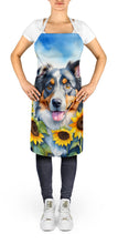 Load image into Gallery viewer, Australian Shepherd in Sunflowers Apron – Artist-Designed Kitchen, BBQ &amp; Craft Apron