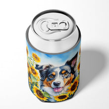 Load image into Gallery viewer, Australian Shepherd in Sunflowers Can or Bottle Hugger